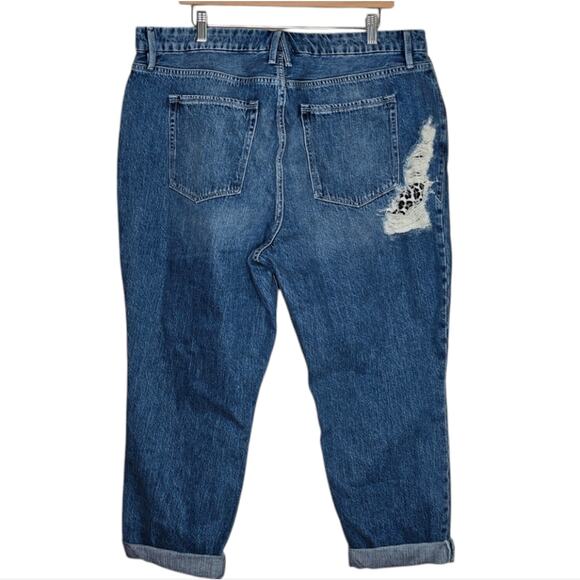 Good American‎ Good Vintage Distressed Jeans Leopard Print Detailing Size 16 - Picture 3 of 15